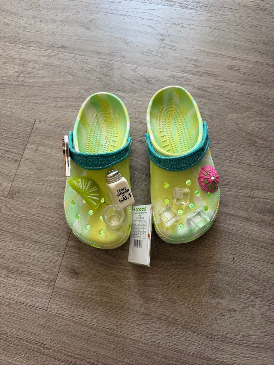 CROCS Shoes - CROCS Lime Green and Teal Girls' Clog with Charms
